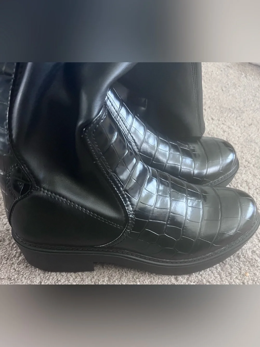 Franco Sarto Black Croc Embossed Keaton Knee High Boots/9.5